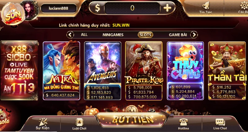 Nhiều game nổ hũ tại Sun win