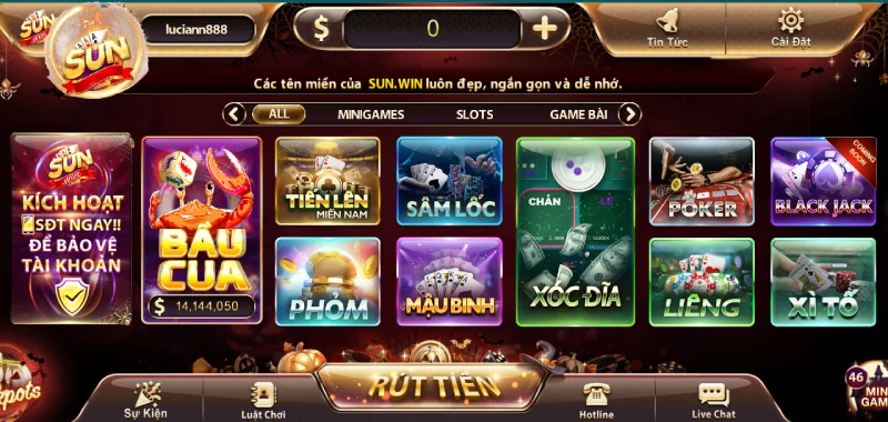 Rất nhiều game bài để lựa chọn tại Sun win